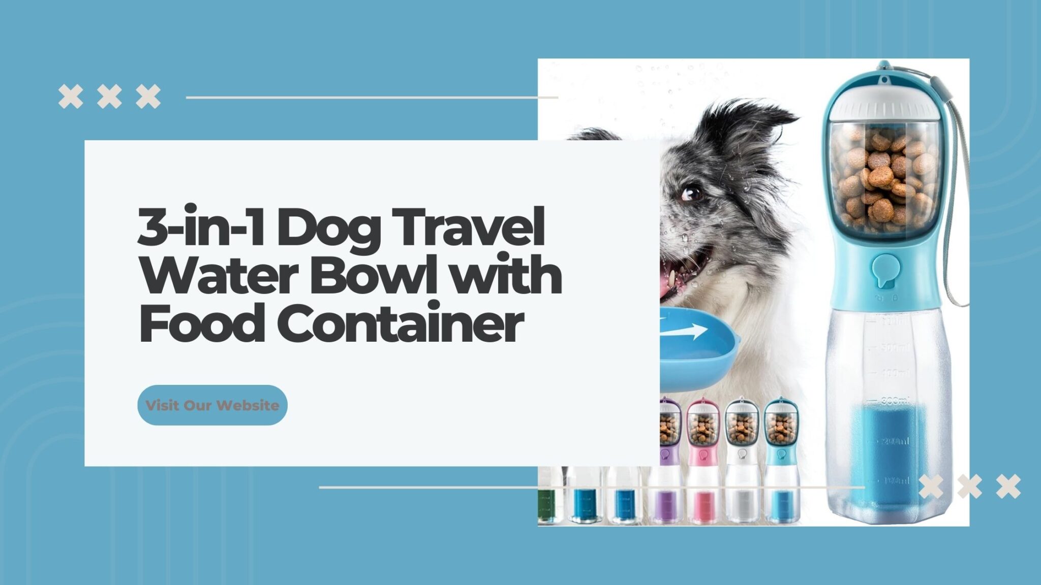 3-in-1 Dog Travel Water Bowl with Food Container