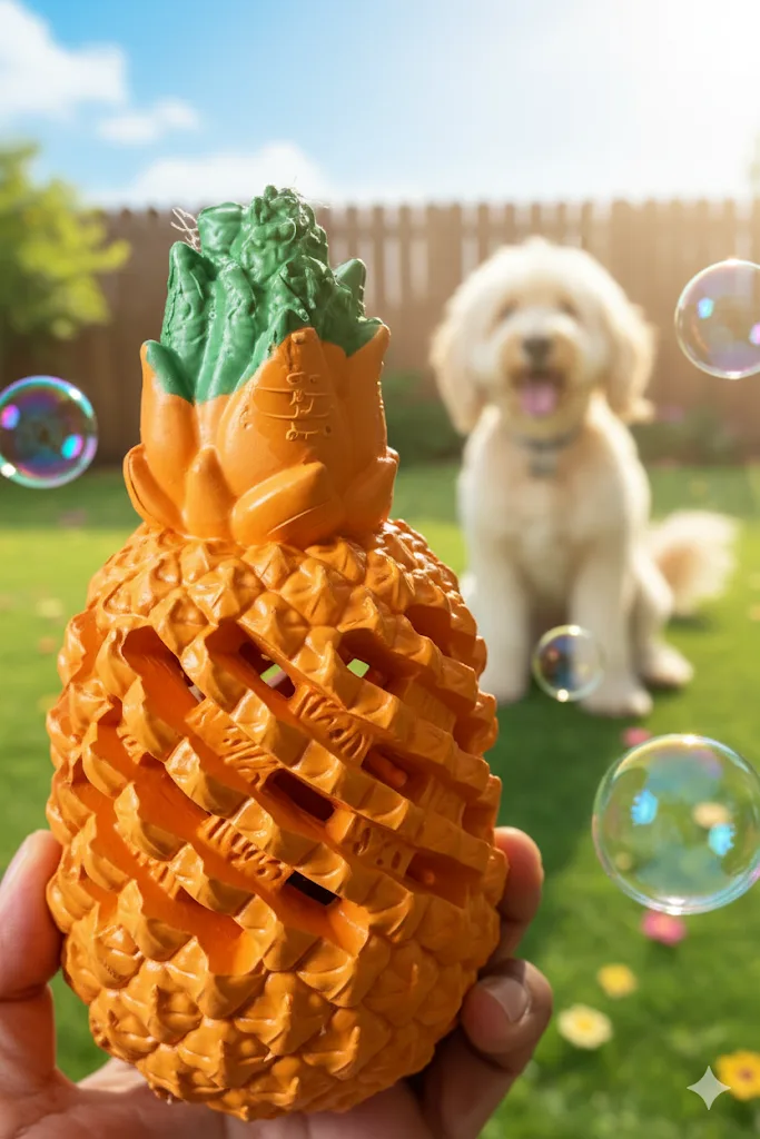 indestructible pineapple dog chew toy for heavy chewers