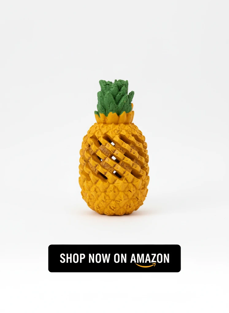 stuffable pineapple-shaped dog chew toy for dental health